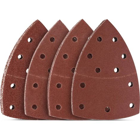 Papier abrasif triangulaire 60 pièces - Ponçeuse électrique - Feuilles abrasives auto-agrippantes - Granulométrie P 40/60/80/120/180/240 - 10,5 x 15,2 cm (1/5)