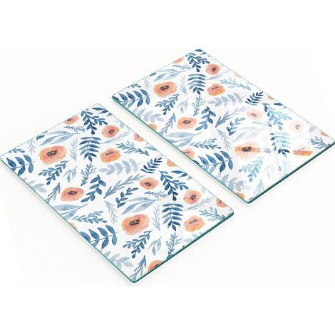 Juego de tablas de cocina de vidrio templado con diseño de rosas, 2 x 30 x 52 cm. (1/5)
