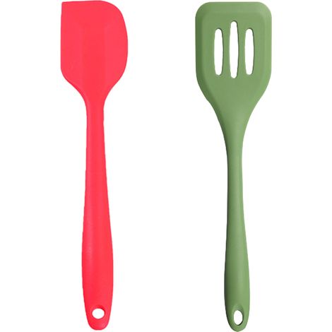 Ensemble Ustensiles Cuisine - Silicone Resistante Chaleur Avec Manches Bois - Pour Casseroles Antiadhesives - Lot De 2 Pieces (1/5)