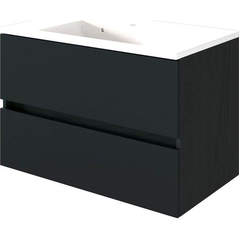 Badmöbel Waschtischunterschrank inkl. Waschbecken 80 cm ARLON-03 matt grau BxHxT 80x56x47 cm (1/3)
