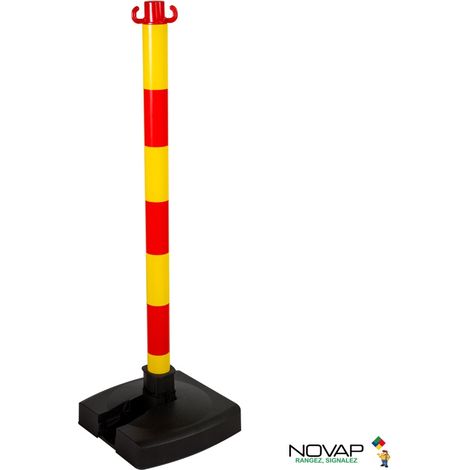 Poteau PVC Jaune/Rouge BI-POSE sur socle lesté 4kg - 2001380 (1/4)