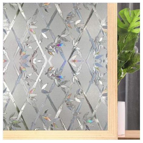 Film pour fenêtre, opaque, de l'extérieur,30 x 200 cm, auto-adhésif et protection solaire, large, en verre dépoli, sans colle, film brise-vue pour l'intimité à la maison/au bureau, aide au montage (1/4)