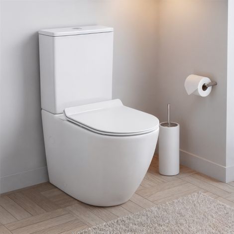 Ceramia WC da appoggio senza brida con sedile SoftClose + cassetta di scarico, alimentazione dal basso, bianco (CEPX030RREXVPBI) (1/5)