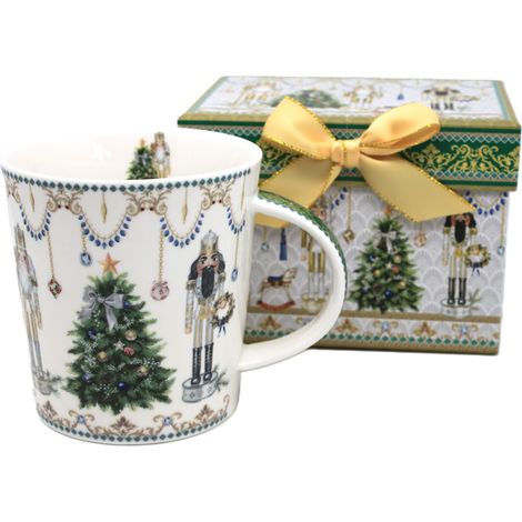 Tazza natalizia in porcellana da 350 ml con motivo di schiaccianoci e albero di Natale. (1/5)