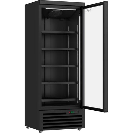 Réfrigérateur vitré 600L avec roulettes et grilles - Acier noir - Réfrigération statique - Combisteel (1/5)