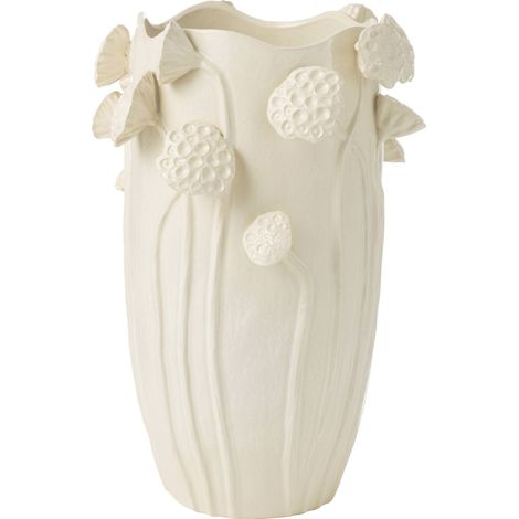 Vase lotus en argile beige design floral élégant - Beige argile naturel (1/3)