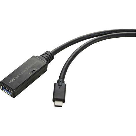 Trywise Câble USB USB 3.2 Gen1 (USB 3.0) USB-C® mâle, USB-A femelle 5.00 m noir actif avec amplification du signal, avec fonction OTG RF-5231962 X930692 (1/3)