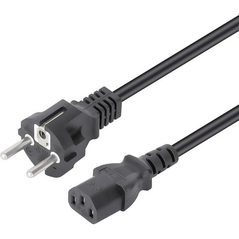 Manhattan Strom Anschlusskabel [1x Kaltgeräte-Stecker C13 - 1x Schutzkontakt-Stecker] 1 m Schwarz