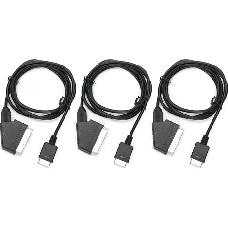 Lot de 3 câbles audio professionnels RGB péritel compatibles avec les consoles de jeux Sony PS2/PS3. (1/5)