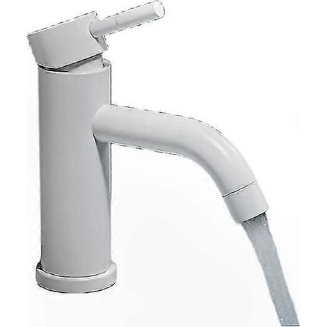 Robinet de lavabo blanc moderne à bec incurvé - Mitigeur de vasque en acier inoxydable (1/5)
