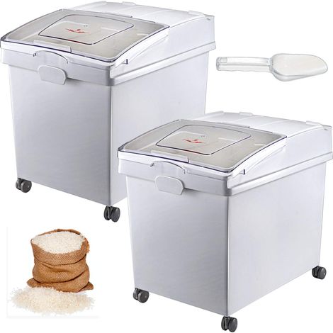 Conteneur de Riz à roulettes 3PCS Bac à Riz avec Couvercle Coulissant 25L3 Boîtes de Stockage de Rangement de Céréales à Farine à Ingrédients en Plastique pour la Conservation Alimentaire (1/5)