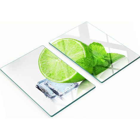 Tablas de cocina de vidrio templado con gr谩ficos de lima y hielo, 2 x 40 x 52 cm. (1/5)