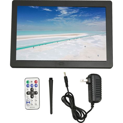 Cadre photo numérique 8 pouces, écran HD IPS 1280x800, commutation d'écran, ports USB et carte mémoire, 100-240V, prise américaine noire (1/5)