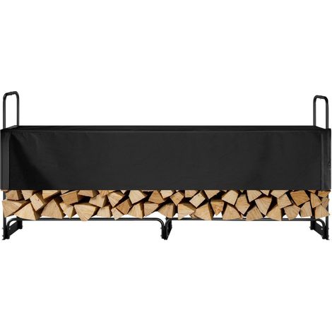 Support à bûches d'extérieur 2,4 m avec housse,244 cm x 36 cm x 117 cm,résistant pour stockage intérieur/extérieur de bois (1/5)