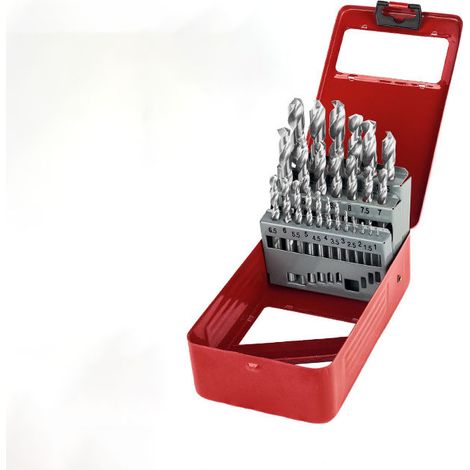 Accessories 25 pces. Kit de forets à métaux HSS-G ProBox (pour acier, Ø 1-13 mm, accessoires perceuse-visseuse et support de perçage) [Classe énergétique A]