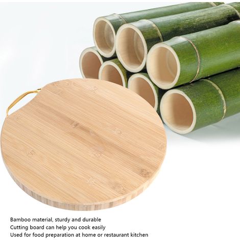 Planche à découper en bambou 34x34x3cm pour la cuisine, idéale pour couper les légumes, les fruits et les os. (1/5)
