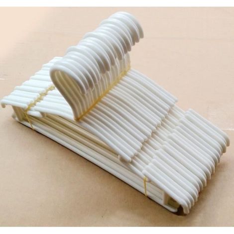 BLANC - Lot de 10 PCS Cintres en Plastique Crochet de Vêtement Pour Bébé ou Enfant 27x15 cm (1/2)