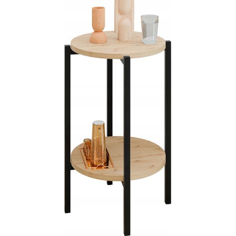 Runder Loft-Beistelltisch mit Ablagefläche, 35 x 35 x 62 cm, Metall, schwarz (1/5)