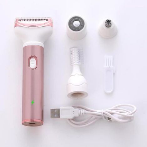Épilateur 4 en 1 - - Rasoir Électrique Femme - Rechargeable USB - Accessoires Amovibles - Indolore (1/4)