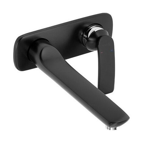 Balance mitigeur de lavabo mural à encastrer 2 trou s, 230 mm, noir mat chromée