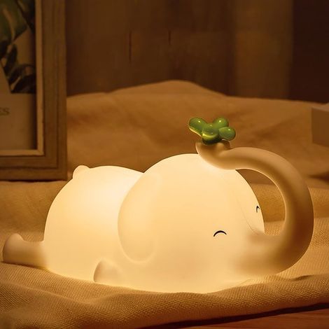 Veilleuse éléphant, intensité réglable, rechargeable par USB, en silicone (1/5)