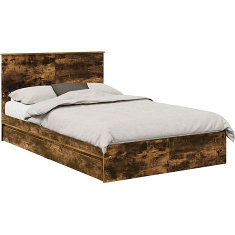 Maison Exclusive - Letto con Contenitore con testiera Rovere fumé 135 x 190 cm