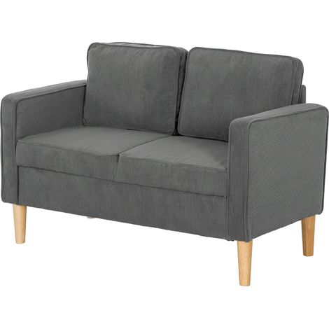 Small TwoSeater Corduroy Sofa Grey (1/5)