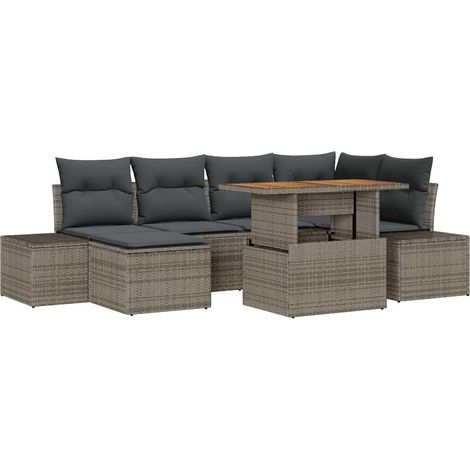 Maison Exclusive - Set Divano da Giardino 7 pcs Grigio Poly Rattan (1/5)