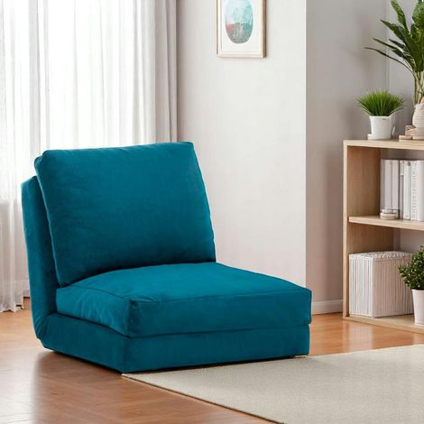 Fauteuil convertible bleu canard - tissu MODI (1/5)