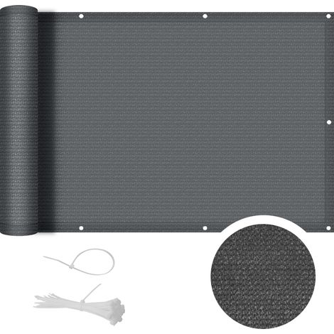90x500cm Gris Brise Vue Balcon Cache Vue Balcon Protection UV Résistant aux pour Balcon Exterieur Terrasse Jardin et Serre Câble