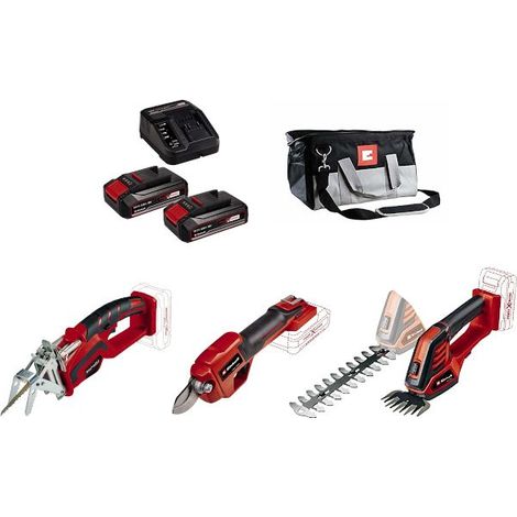 Kit Einhell con tagliarami forbici da pota tagliasiepi borsa 2 batterie + carica (1/5)