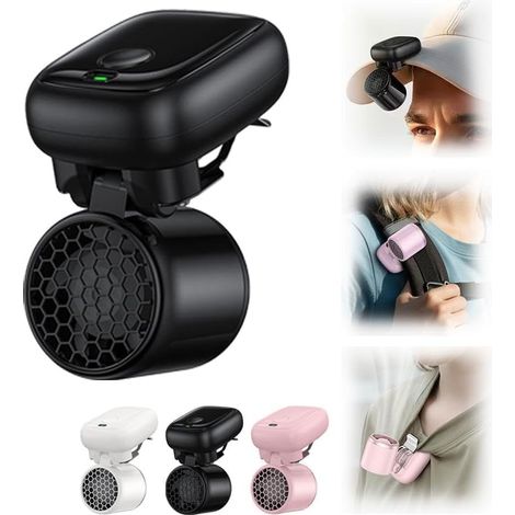 Ventilateur Portable Pliable USB, Clip de Taille et Casquette-Noir (1/5)