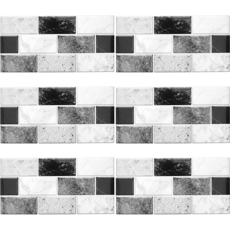 Autocollants De Carrelage En Pvc 6 Feuilles D'autocollants De Carrelage En Pvc Imperméables De Mural Adhésif Pour Cuisine Salle De Bain (1/5)