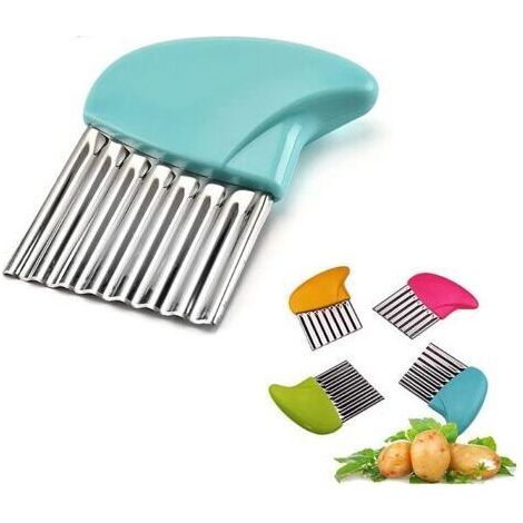 Crinkle Cutter Cutting Tool French Fry Slicer Potato Cutter Fruit Vegetable Wavy Chopper Knife Stainless Steel Random (1/4)