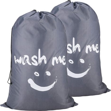 2 Stück Paniers à Linge, Pliable Sac à Linge, Pliage Grande Capacité Corbeilles à Linge- Gris (1/4)