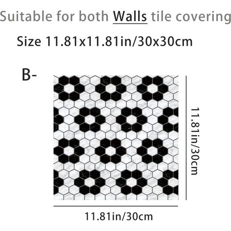 10 carreaux rétro et blanc pour sols et murs, étanches et étanches à l'huile SCQ2706-2(30x30cm), polyvalent et pratique (1/4)