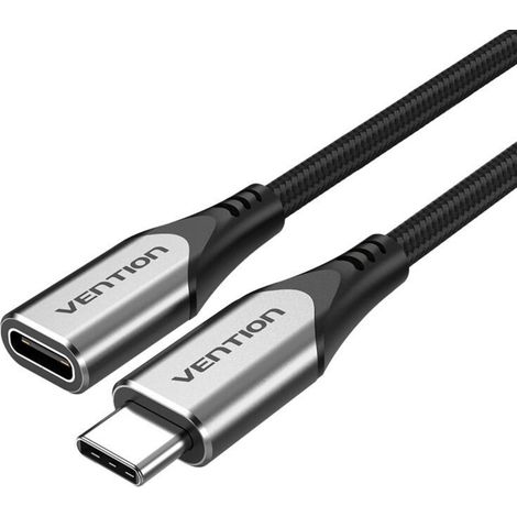 Verlängerungskabel in Grau 1m USB-C Stecker auf USB-C Buchse USB 3.1 60W