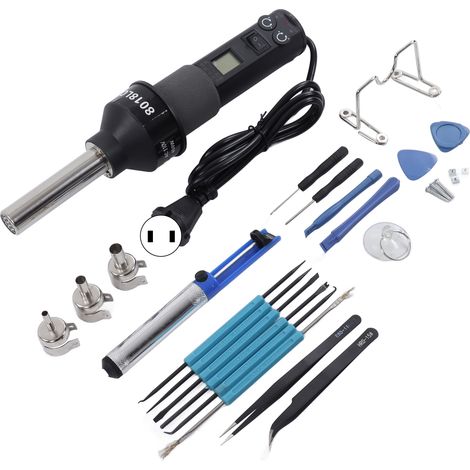 Pistolet à air chaud portable avec buse et kit de soudure GJ-8018LCD 19, 110V norme américaine, ensemble complet pour travaux de bricolage. (1/5)
