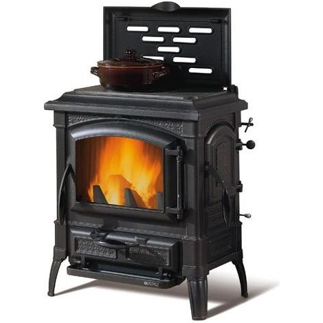 La Nordica – Poêle à bois en fonte Isetta – Puissance 7,3 kW – Rendement 83,6 % – Volume de chauffe 209 m³ – Évacuation des fumées arrière (1/10)