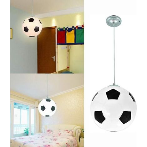 Suspension Football - Abat-jour Verre Diamètre 20 cm - Douille E27 - Pour Chambre Enfant Salon Bureau - 1 Pièce