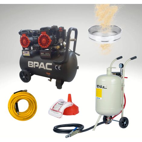 PACK SABLEUSE MOBILE 40L + COMPRESSEUR 50L + tuyau + tamis - BPAC (1/5)