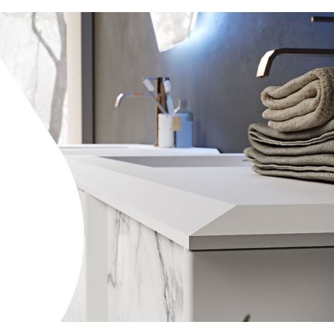 Mobile Bagno Bellagio105 cm SospesoFrontali in Vetro Marmorizzato Black e Gold Base 2 cassetti e 1 anta - Lavabo in Resina (1/5)