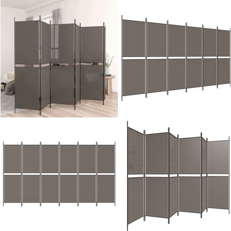 6-tlg. Paravent Anthrazit 300x200 cm Stoff - Raumteiler - Wand (1/5)