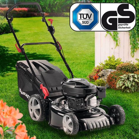 BRAST Benzin Rasenmäher 3,5kW(4,76PS) 46cm Schnittbreite TÜV 4 Takt OHV Motor 30-80mm Schnitthöhe 60L Fangkorb Stahlgehäuse 18170 ECO