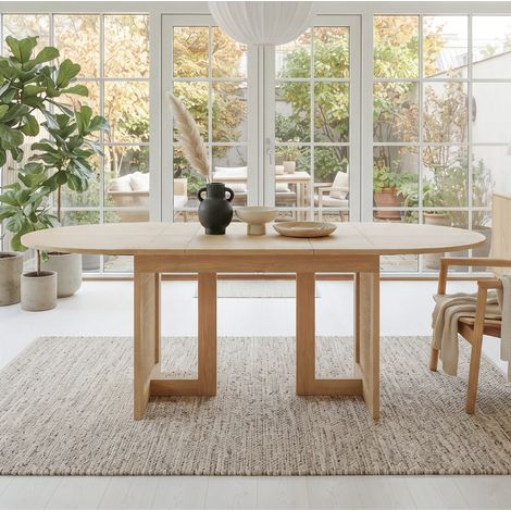 CHICFURN Mesa de comedor extensible 120/160 x 80 cm en MDF roble, para 6-8 personas (1/5)