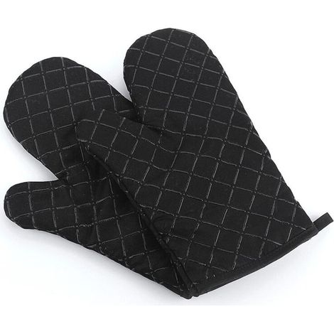 Premium Non-Slip Silicone Oven Gloves (Set of 2) - Heat Resistant to 200°C. Extremely Heat-Resistant Grill Gloves. BBQ Gloves: Black Oven Gloves for Cooking. (1/5)