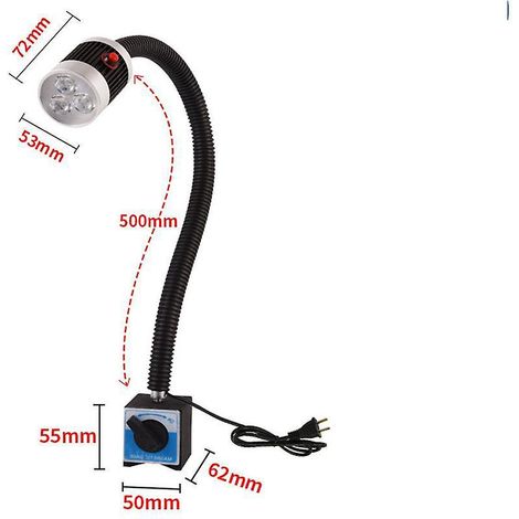 Lampe de travail LED 6W avec base magnétique, col de cygne flexible pour machines CNC, fraiseuse, perceuse et machine à coudre (1/4)