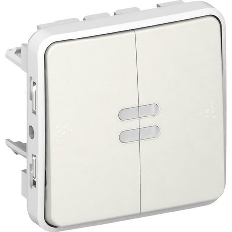 Legrand 069626 Doppel-Wechselschalter mit Beleuchtung Legrand Plexo, kombinierbar, weiß – 10 AX