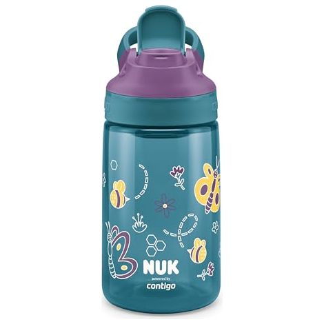 NUK By Contigo Easy Sip Cup - Botella para niños (a partir de 4 años) antifugas, fabricada en Tritan resistente, sin BPA, apta para lavavajillas, 420 ml, natural