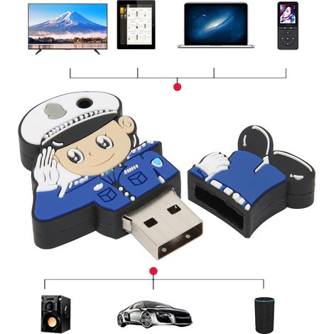 Clé USB 32G Policeman Souple et Créative en Plastique Portable pour Windows 98/Me/2000/XP USB 2.0